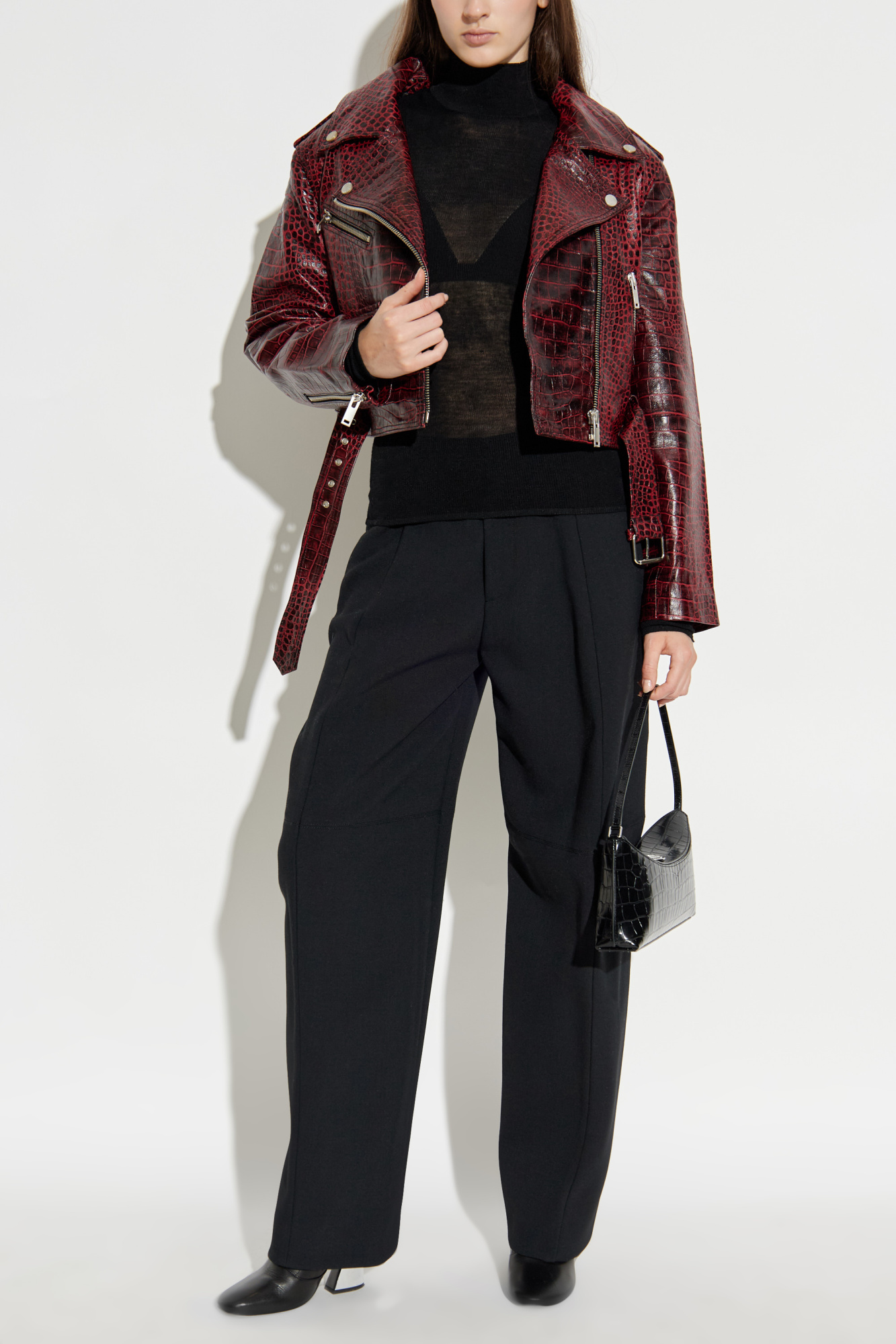 Leather Jacket `Gzbasilia`, Women's, Burgundy
