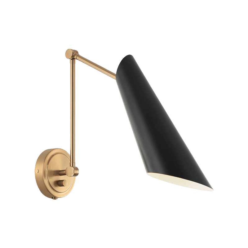 Aged Gold Brass Black One Light Wall Sconce from the Butera Collection