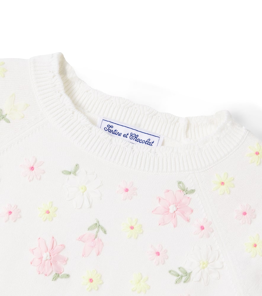 Embroidered floral cotton sweater