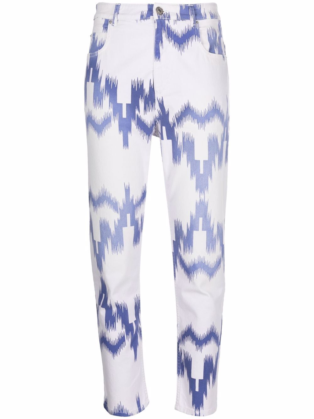 Patterned cropped jeans - White