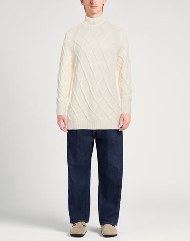 Man Turtleneck Ivory Size 44 Merino Wool