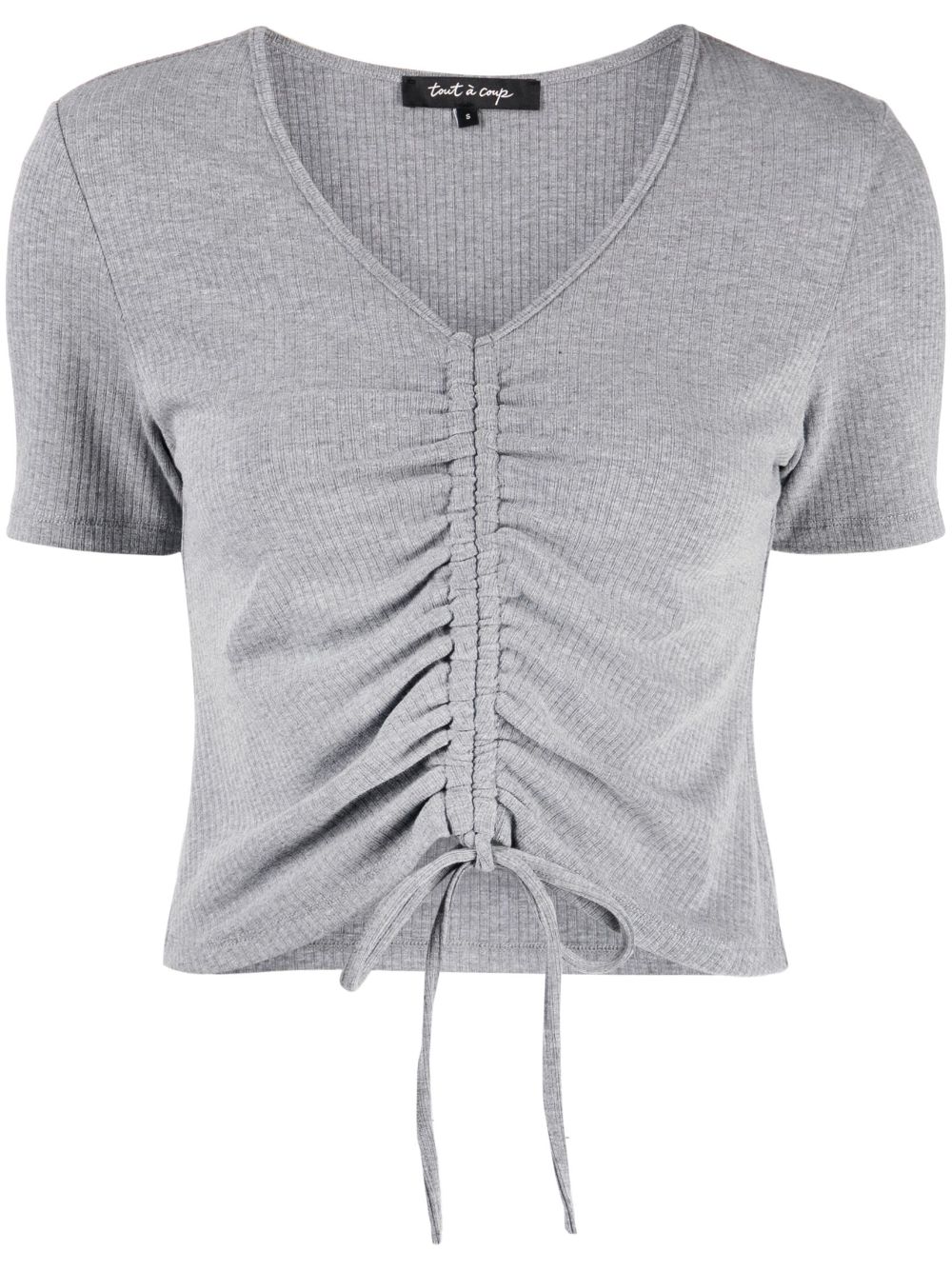 Ribbed-knit drawstring cropped top - Green