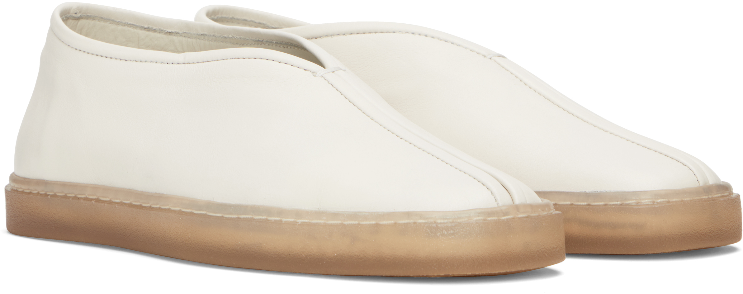 LEMAIRE White Linoleum Piped Loafers