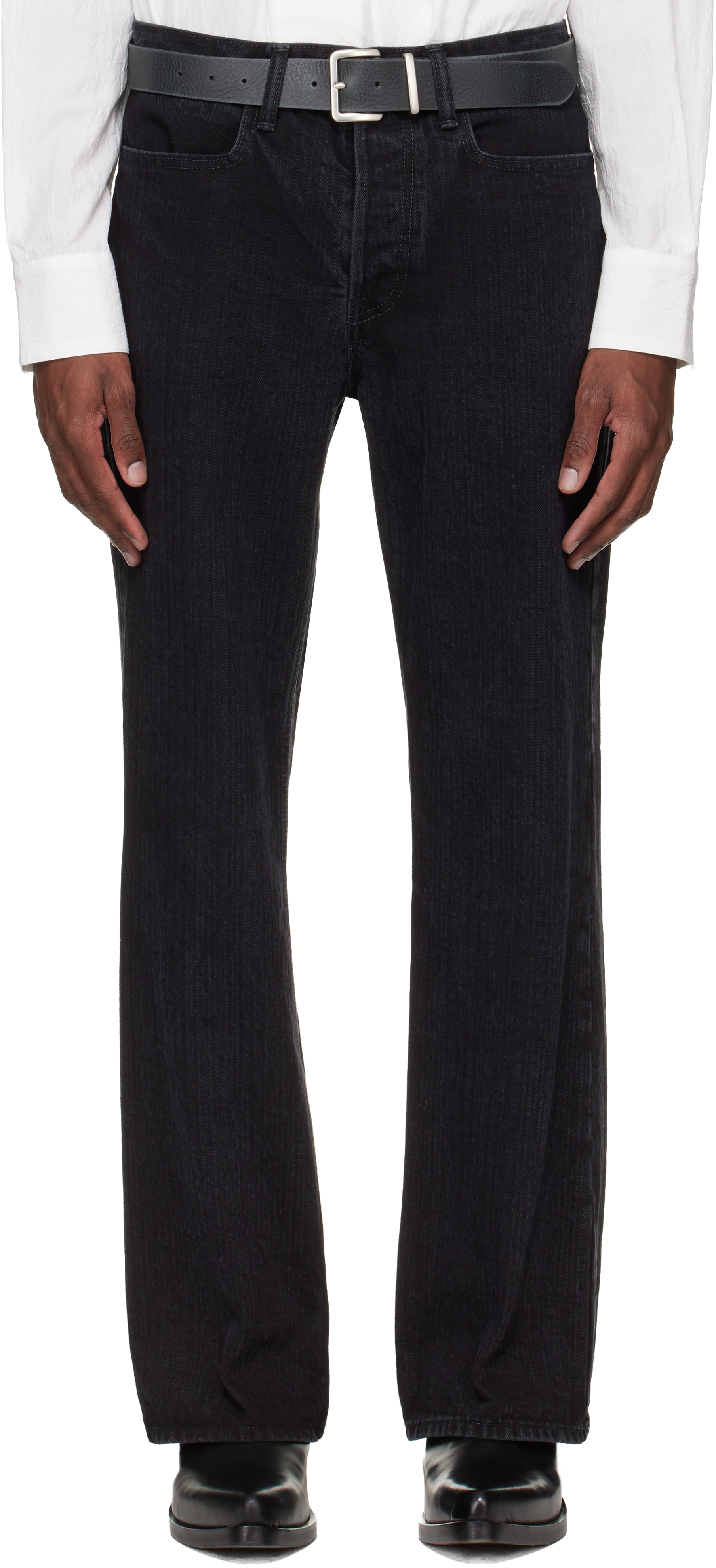 Black Bootcut Washed Jeans