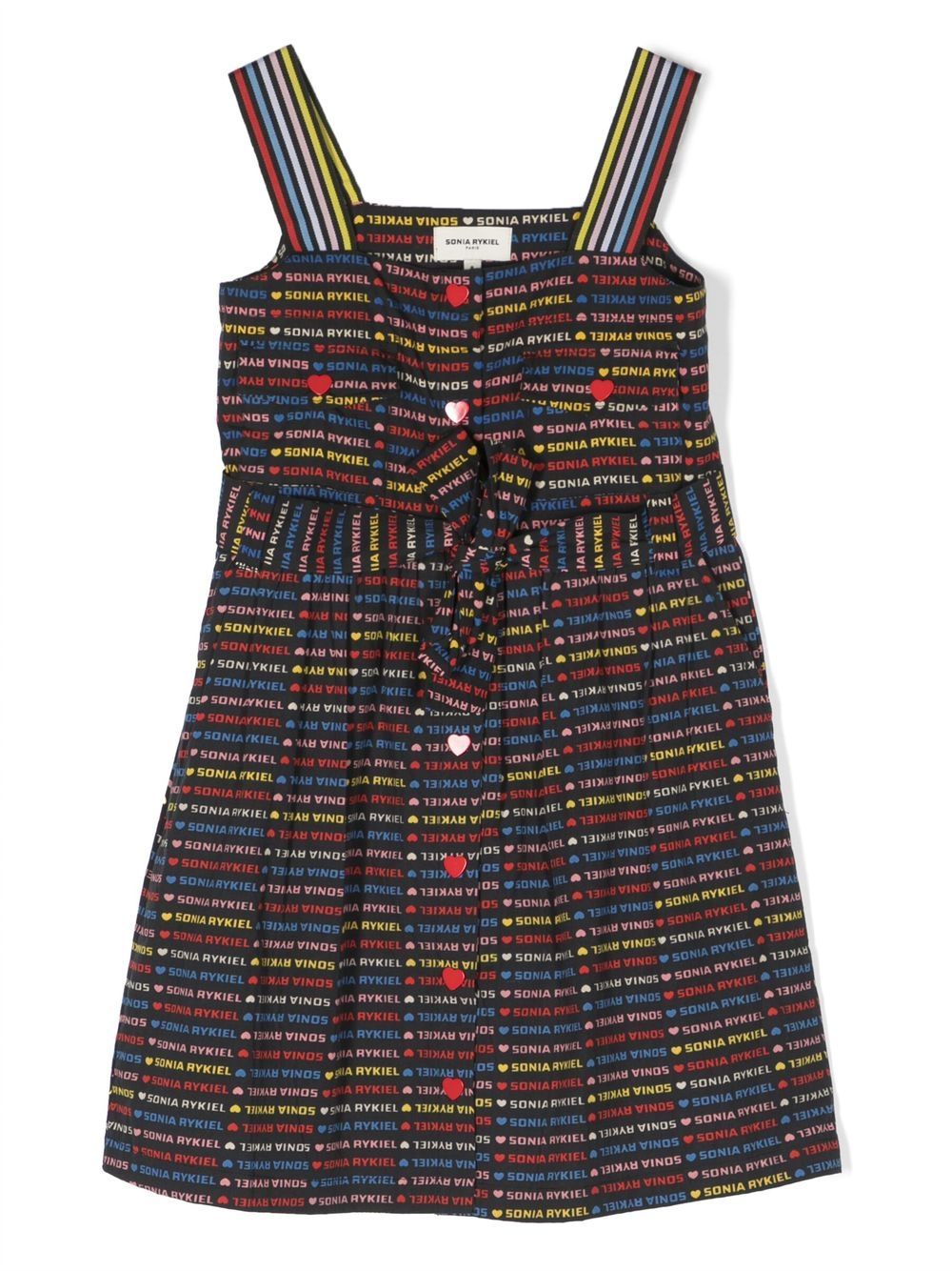 Logo-print belted dress - Black