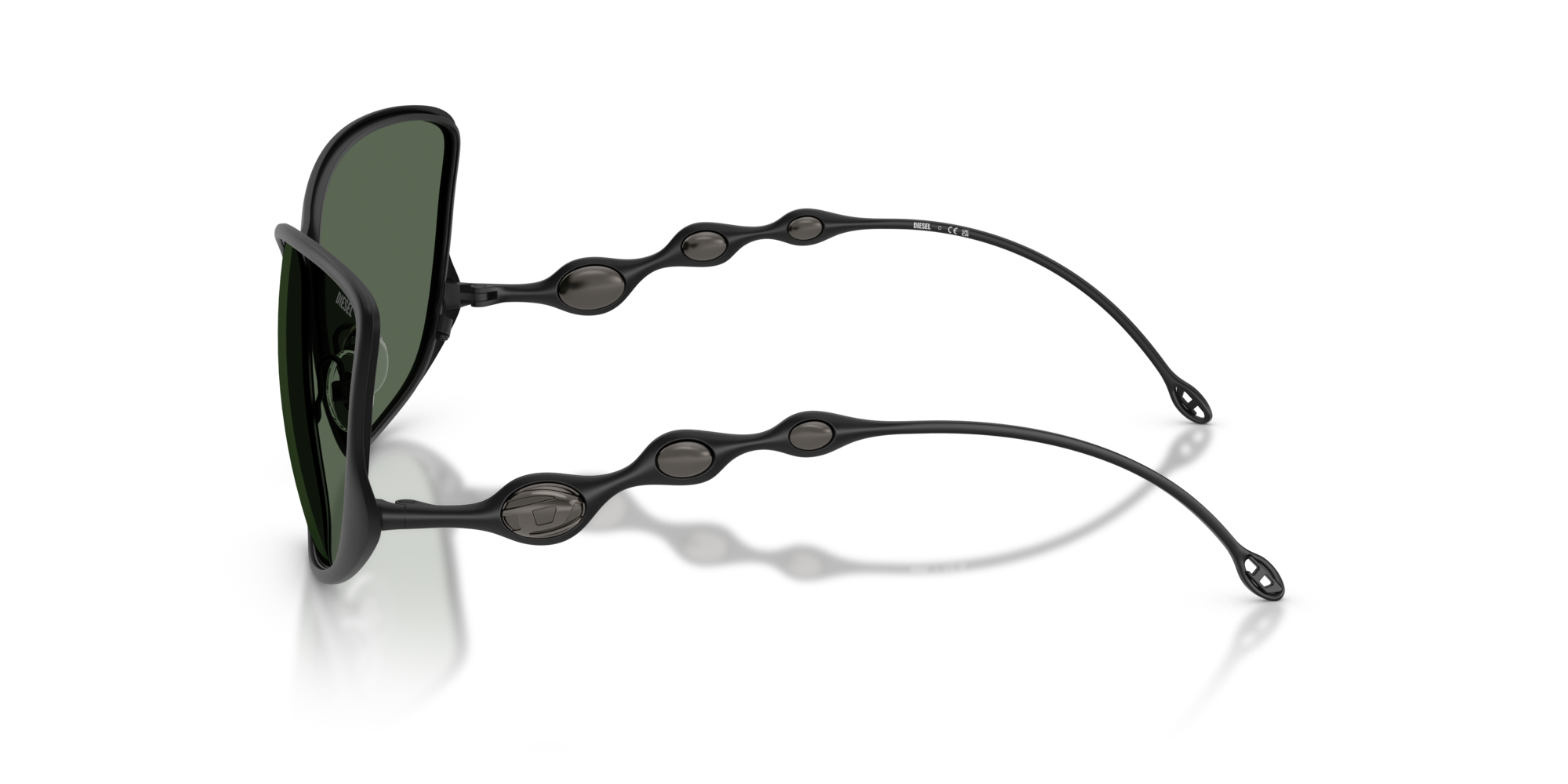 DIESEL Unisex DIESEL DL1013 101371 Sunglasses Metal Black Green Pillow Norma