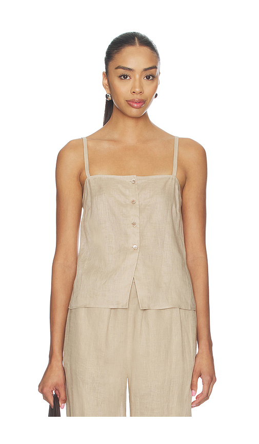 FRAME The Linen Button Cami in Flax. L also in XS