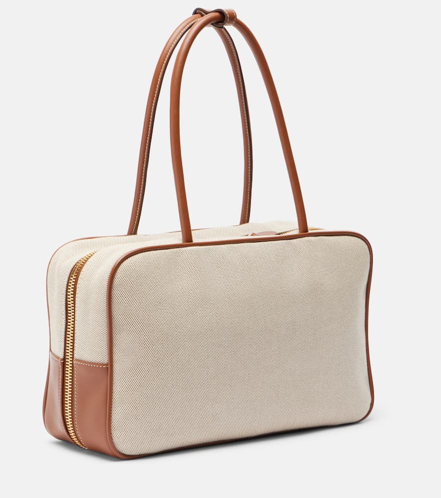 Beau leather-trimmed canvas tote bag