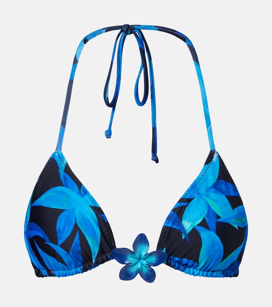 Island floral-appliqué bikini top