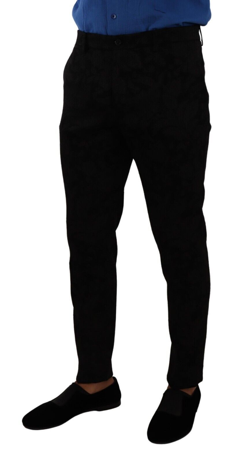 Brocade Skinny Formal Trousers — Black