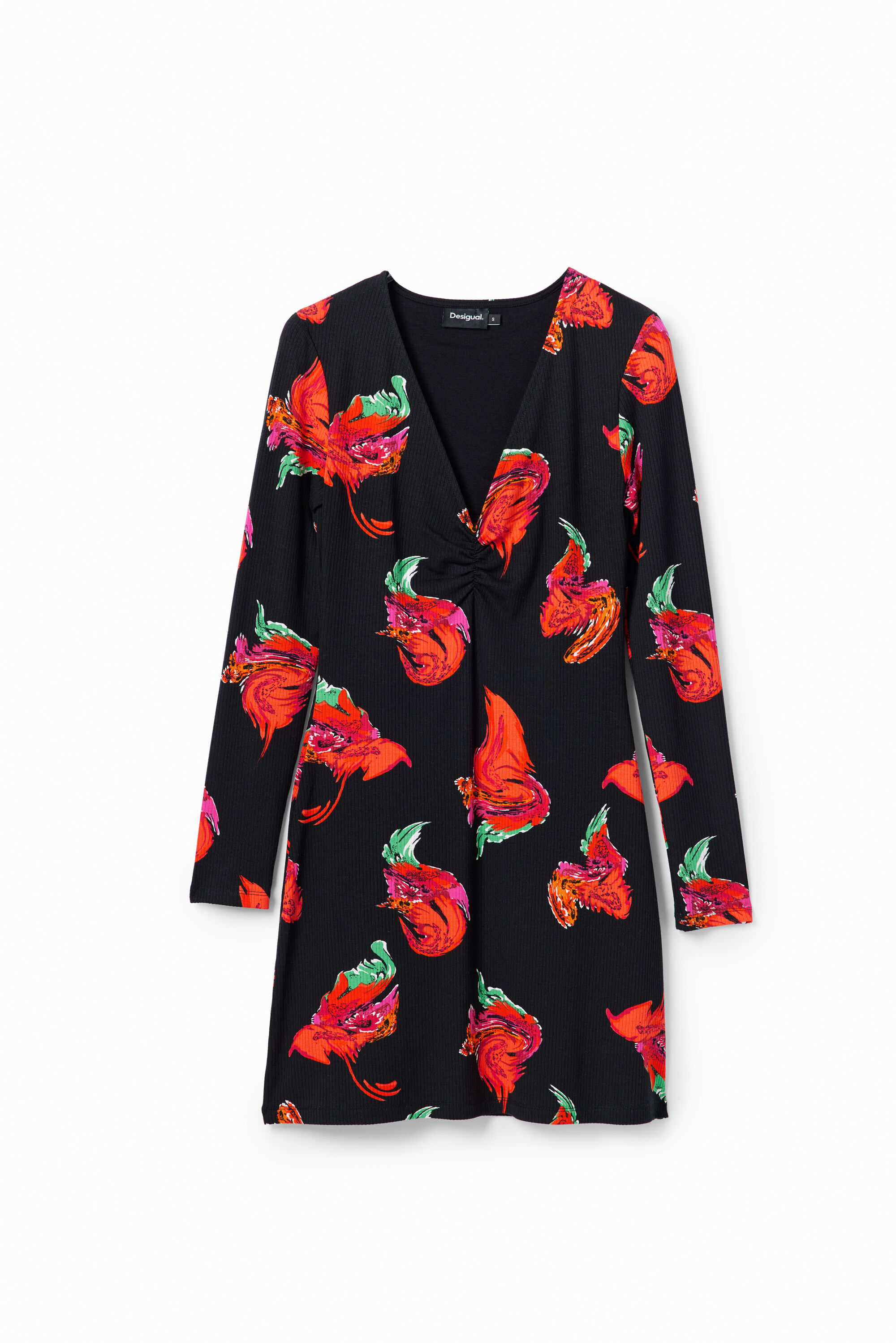 Ribbed floral mini dress