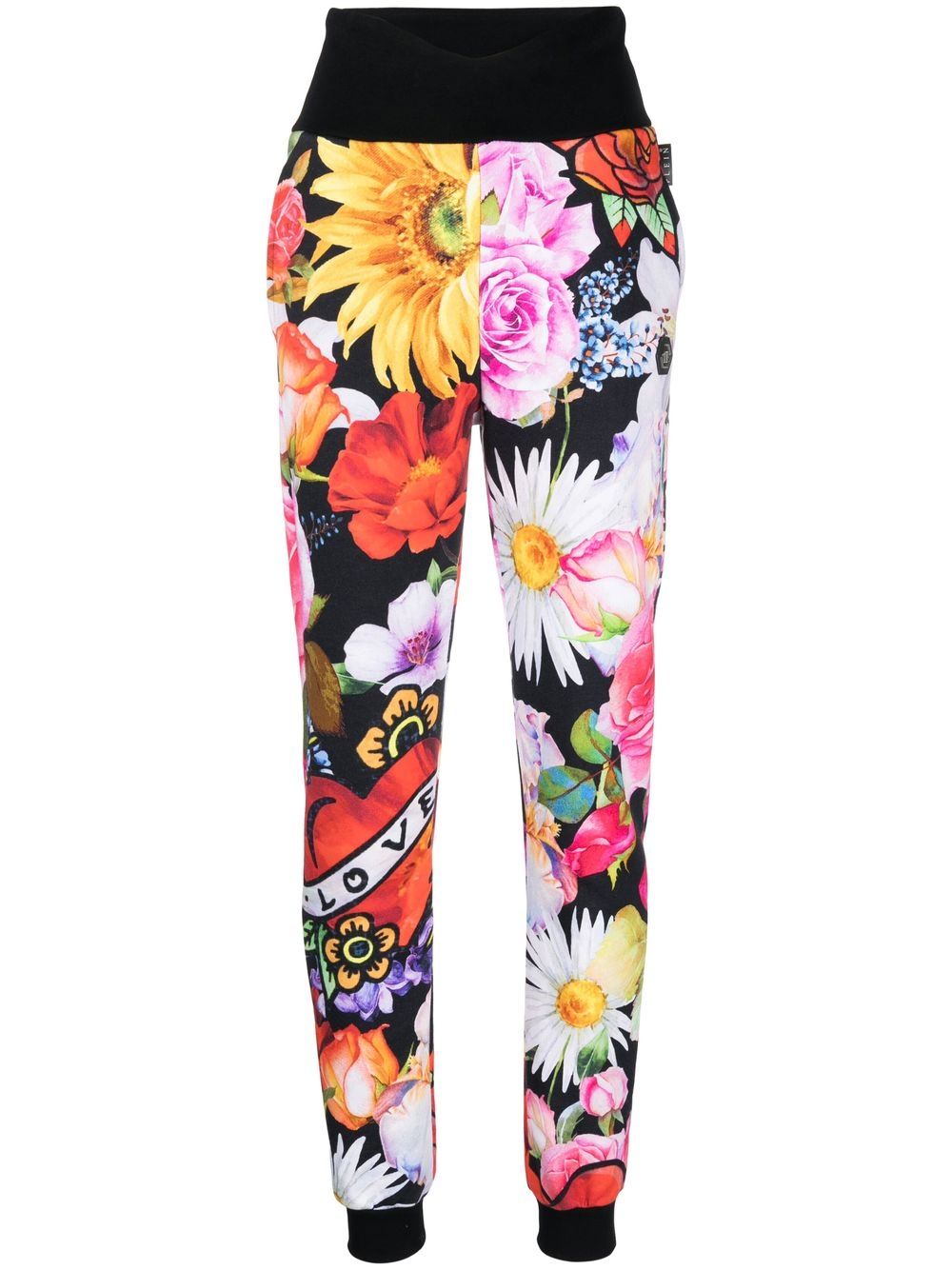 Floral-print track pants - Black