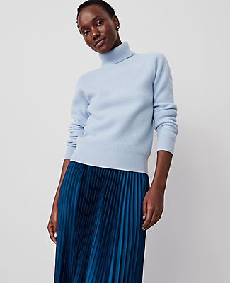 Ann Taylor Cashmere Ribbed Turtleneck Sweater