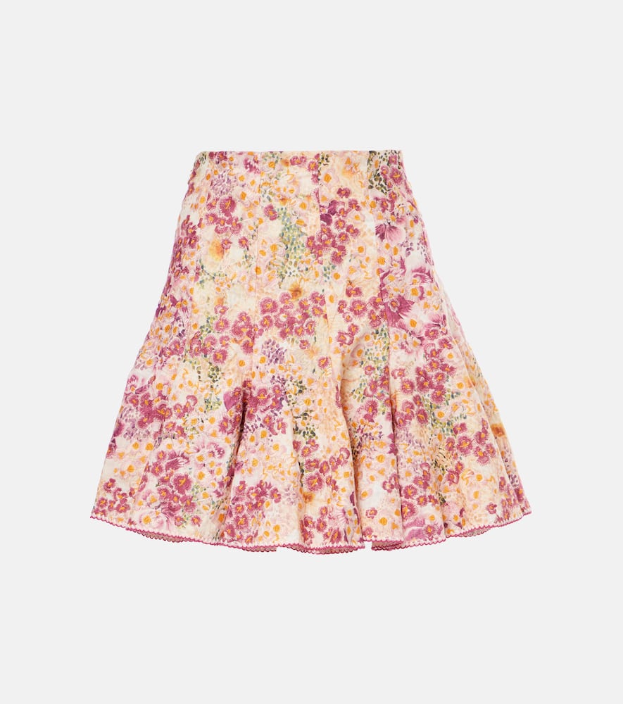 Cerezo Florecer floral linen miniskirt