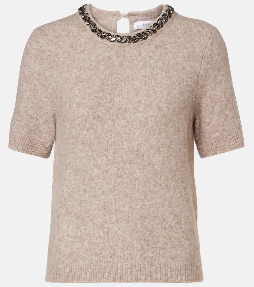 Briana embellished wool-blend top