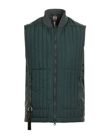 Man Vest Dark green Size 40 Polyester
