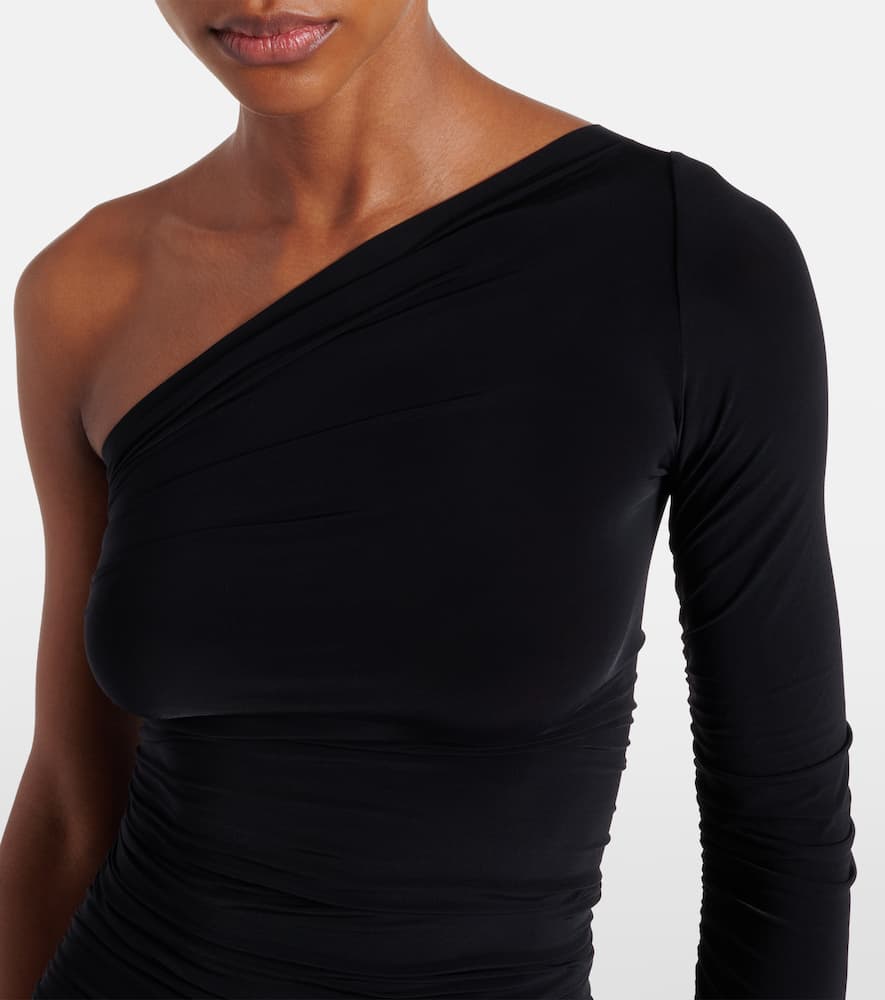Draped semi-sheer bodysuit