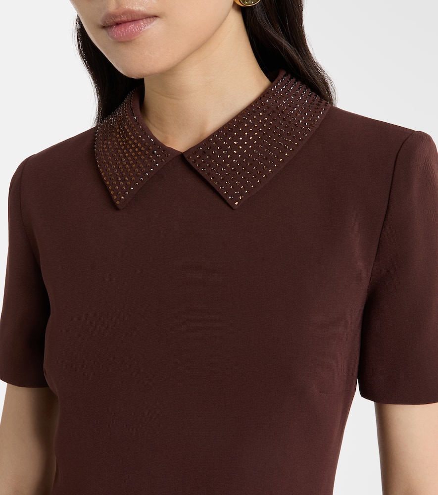 Embellished cady midi dress