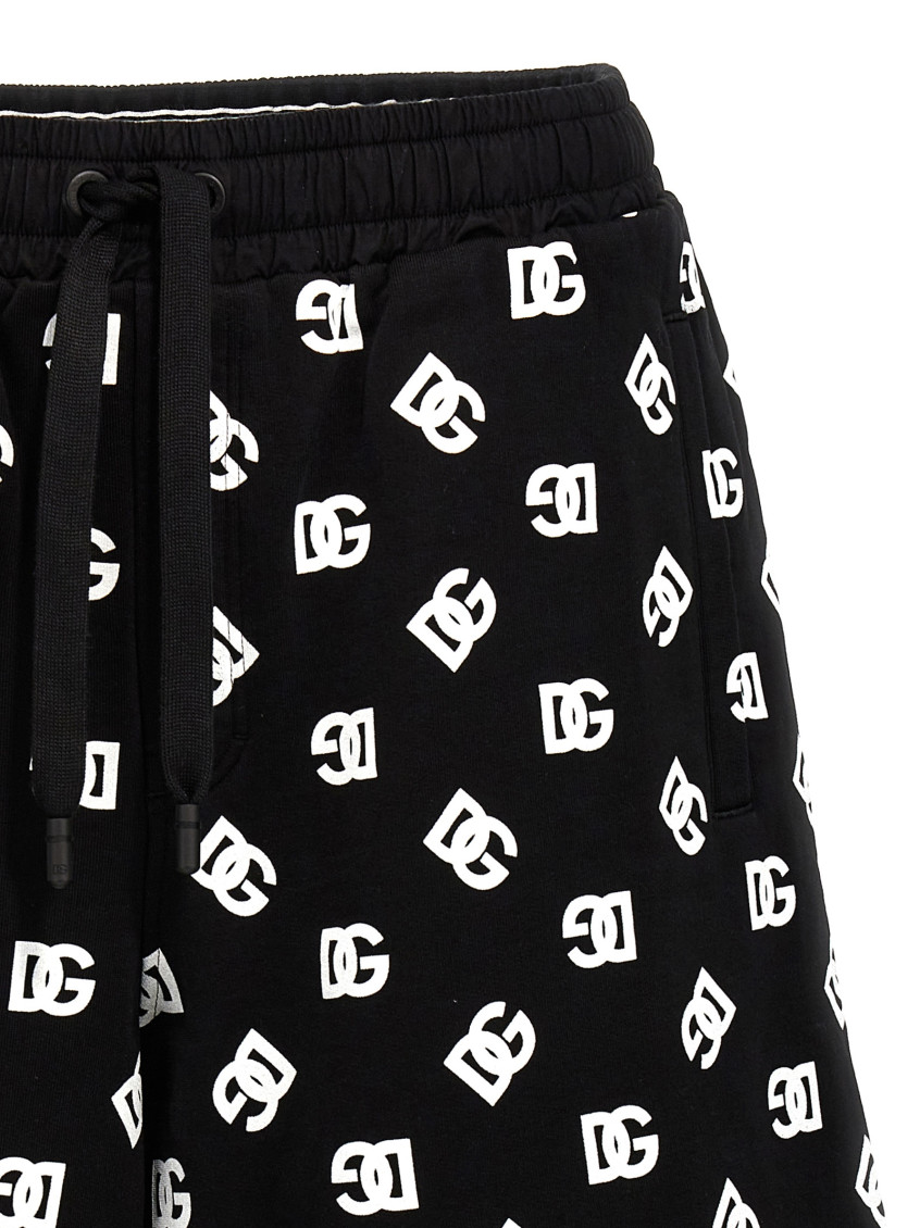 -All Over Logo Bermuda Shorts Bermuda, Short Bianco/Nero-Uomo