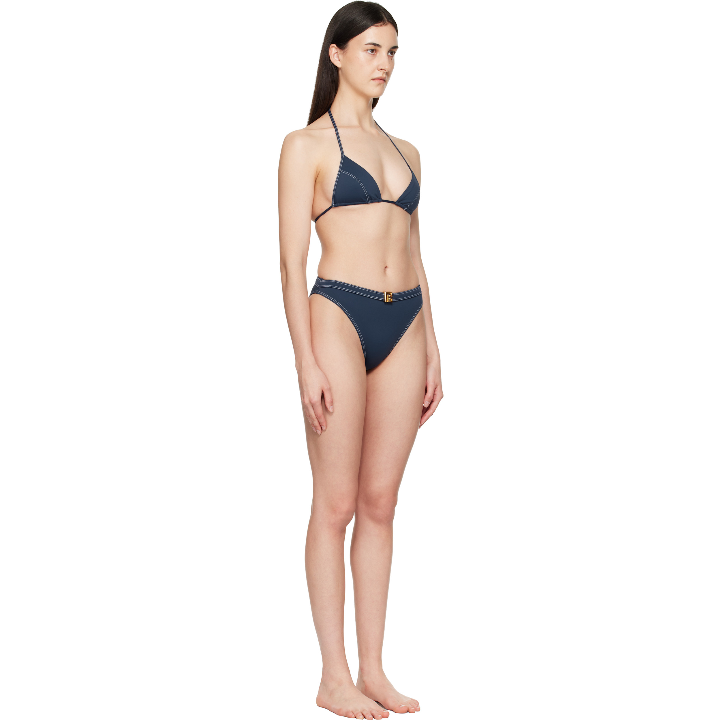 Navy Triangle High Brief Bikini