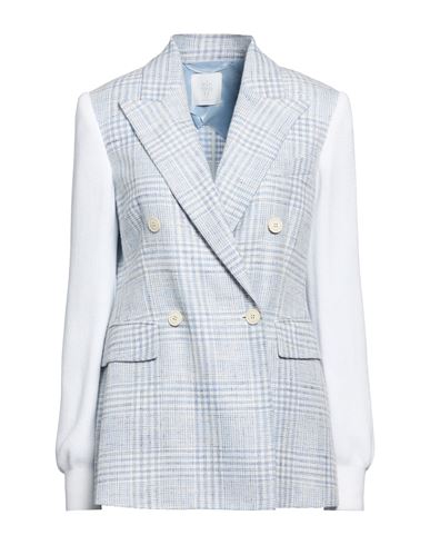 Woman Blazer Sky blue Size 2 Viscose, Wool, Linen
