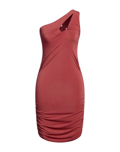 Woman Mini dress Brick Size S Viscose, Polyester, Elastane