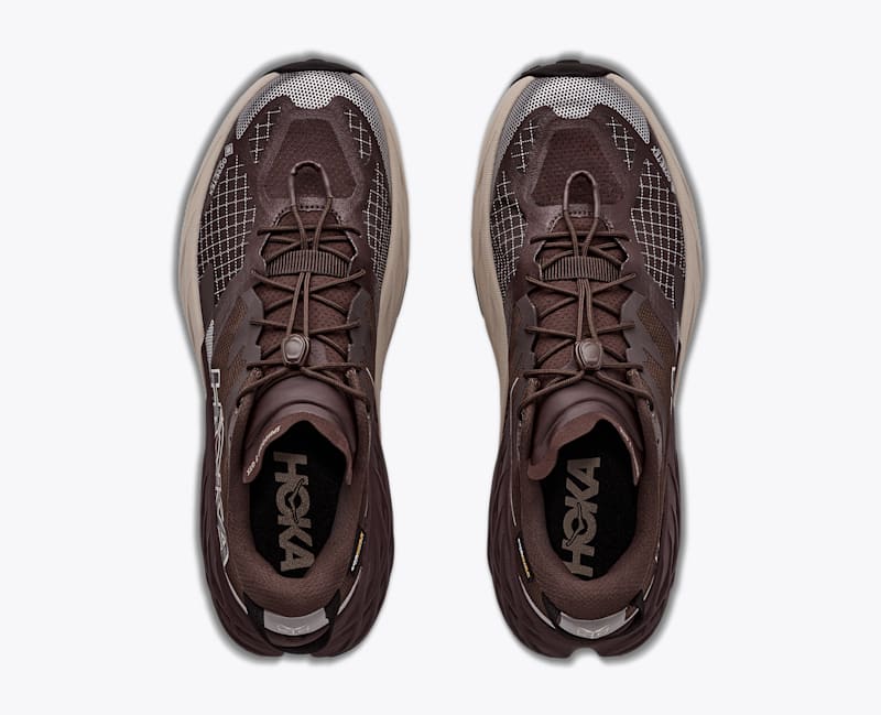 HOKA Men's Speedgoat 7 GTX Shoes in Spiced Chocolate/River Rock Grey