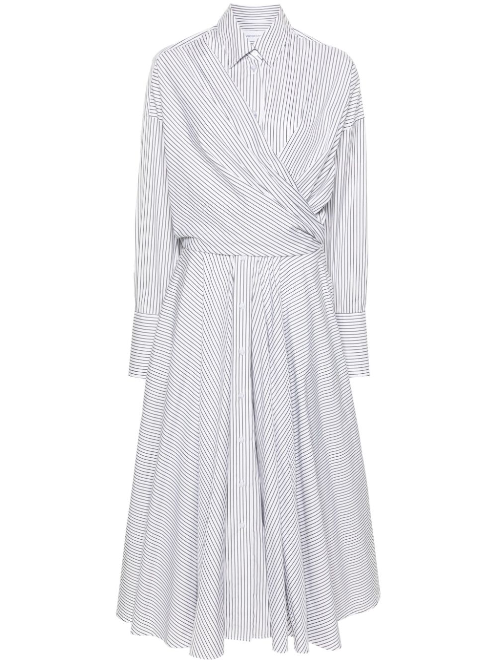 Striped shirt wrap maxi dress - White