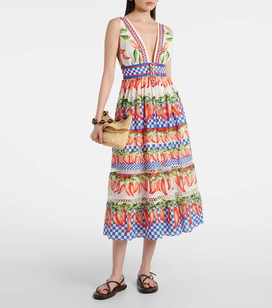 Printed cotton midi dress