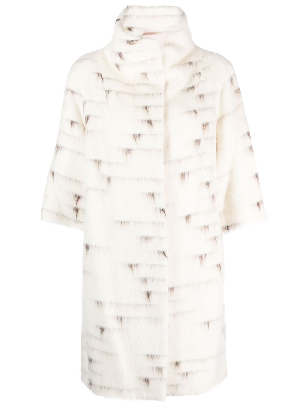 Patterned-jacquard single-breasted coat - White