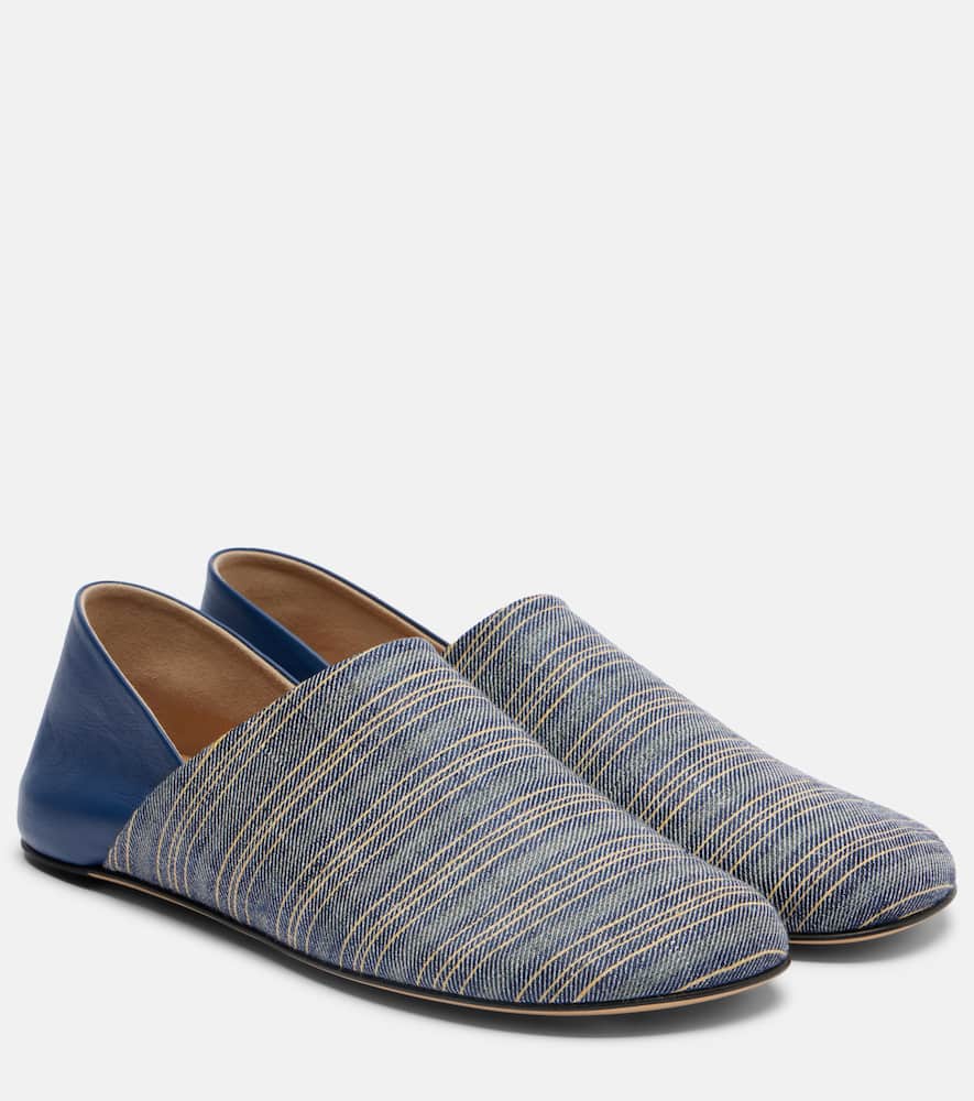 Leather-trimmed slip-on shoes