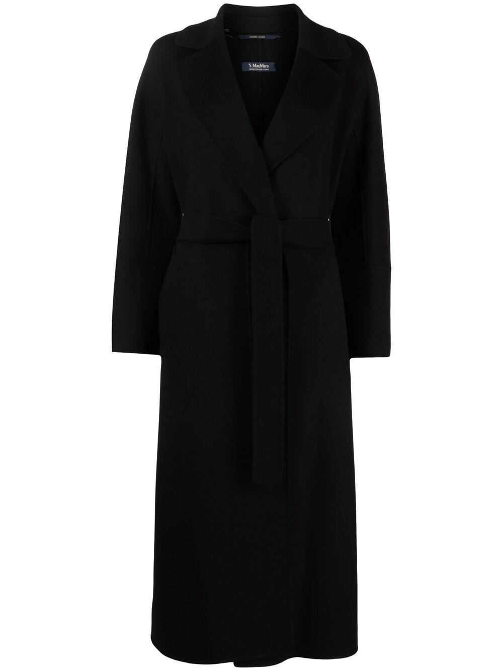 Belted virgin wool trench coat - Black