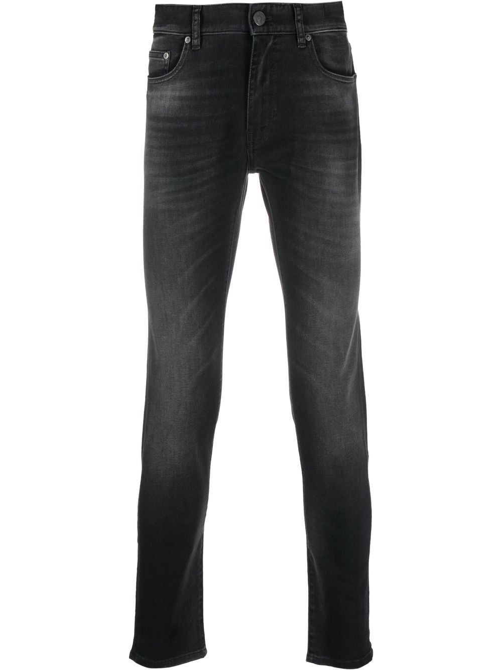Slim-cut mid-rise jeans - Black