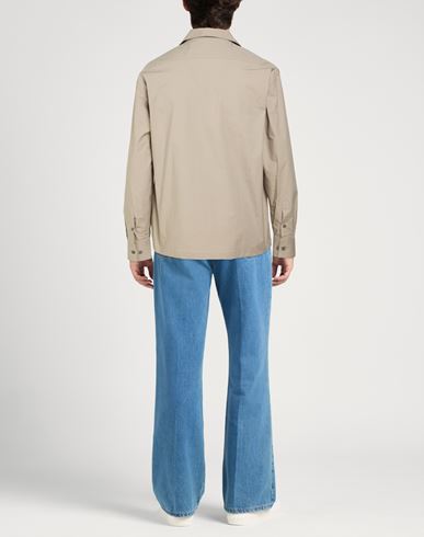 Man Shirt Beige Size 38 Cotton, Elastane