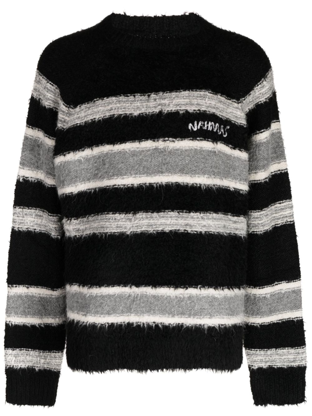 Logo-embroidered stripe-pattern sweatshirt - Black