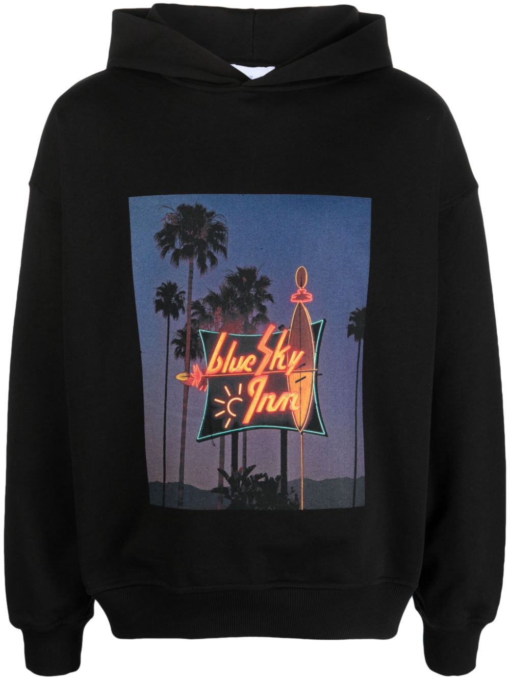 Graphic-print cotton hoodie - Black
