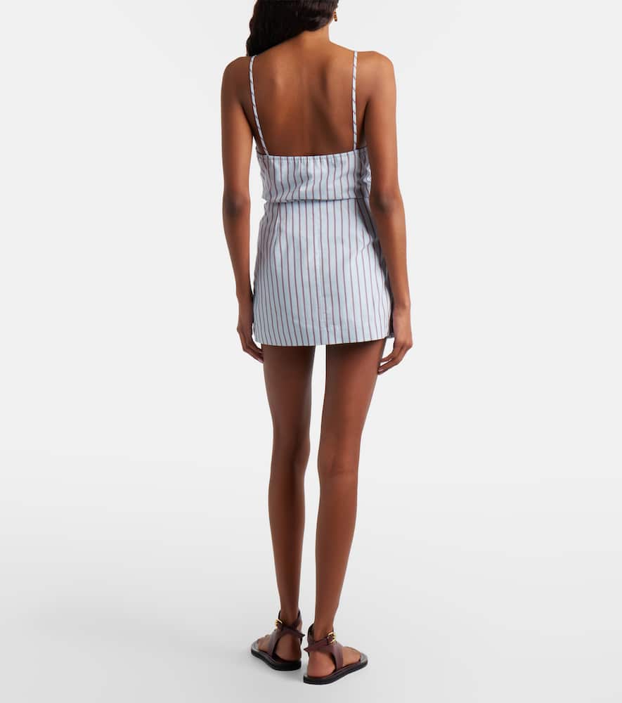 Pinstripe cotton-blend wrap skirt