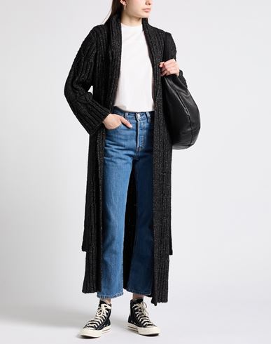 Woman Cardigan Charcoal Size 4 Cotton, Acrylic, Polyester, Wool, Alpaca wool