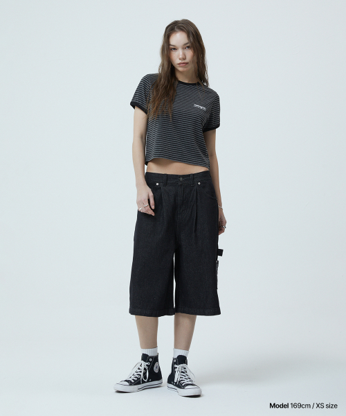 BASIC LOGO STRIPE RINGER TEE BLACK