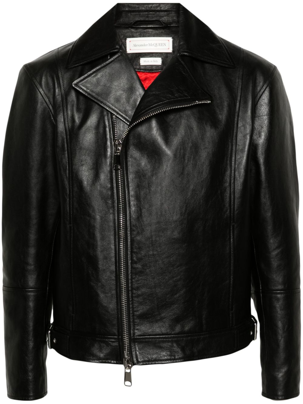 Zip-up leather biker jacket - Black