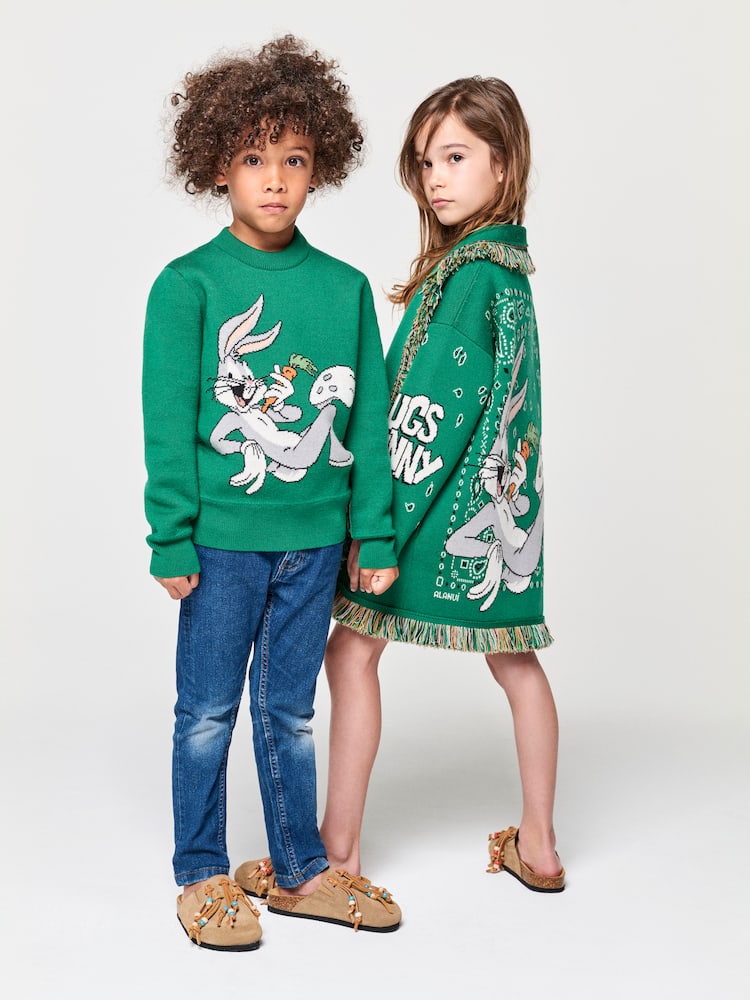 Alanui Kids x Looney Tunes Bugs Bunny jacquard virgin wool sweater