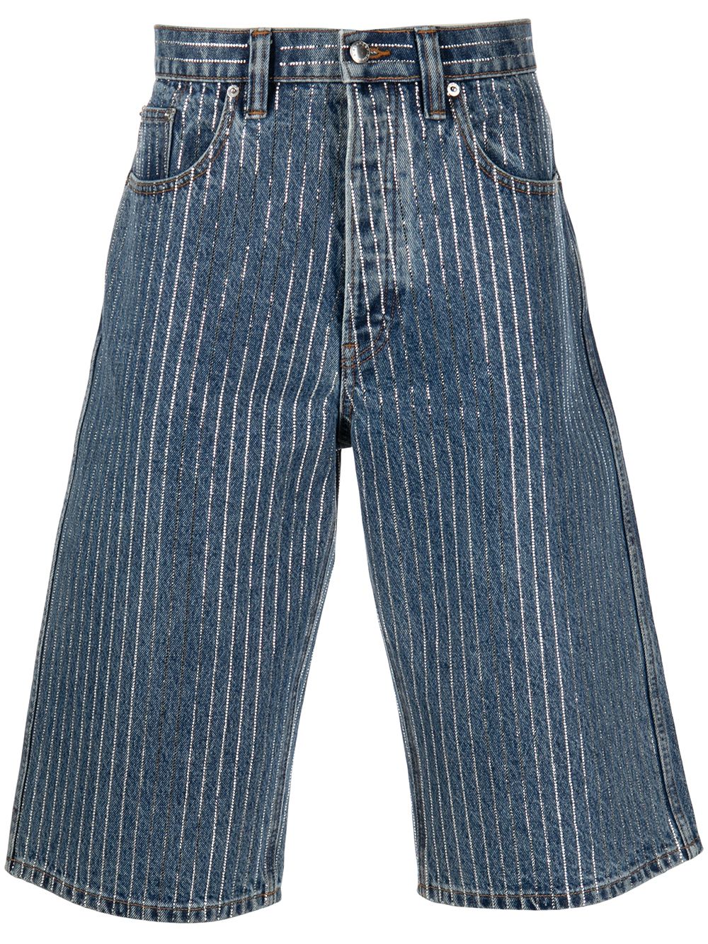 Below-knee denim shorts - Blue