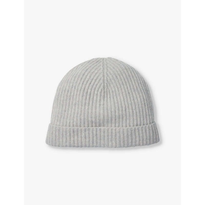 Womens Palegrmrl Ribbed Knitted Cashmere Beanie Hat 