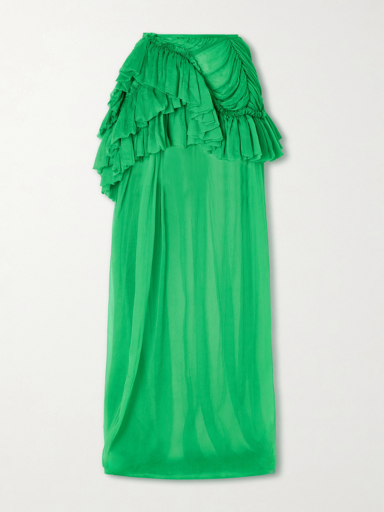 Shelby Ruffled Silk-chiffon Maxi Skirt - Green