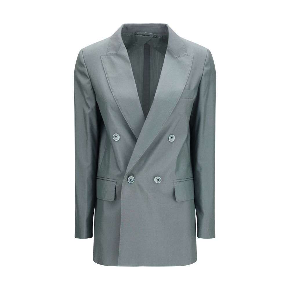 Double-Breasted Merino Wool Blazer — Gray