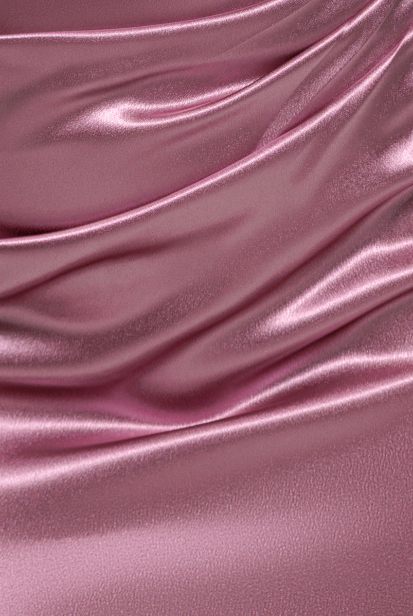 Goddiva Off Shoulder Satin Maxi With V Neck - Rosepink