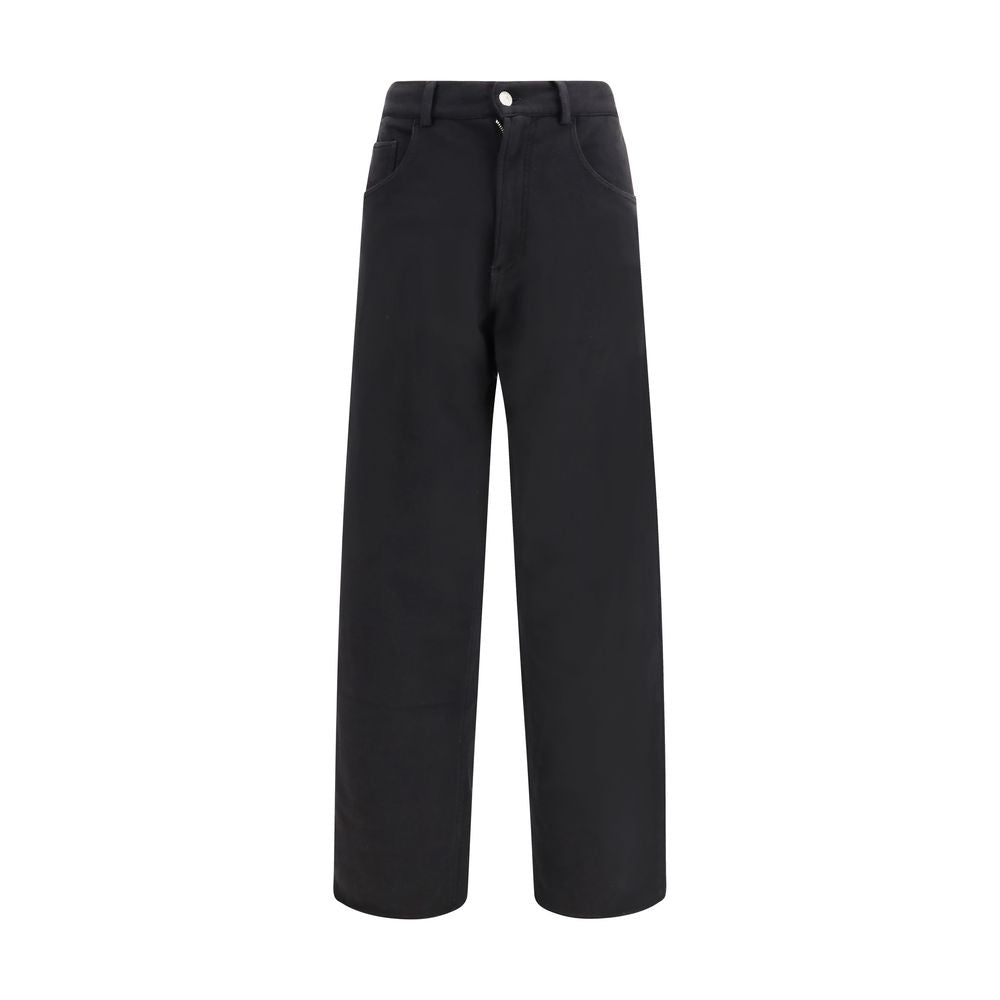 Relaxed-Fit Cotton Trousers — Black