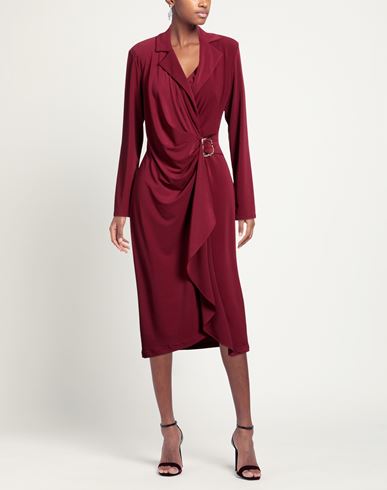 Woman Midi dress Burgundy Size 10 Polyester, Elastane
