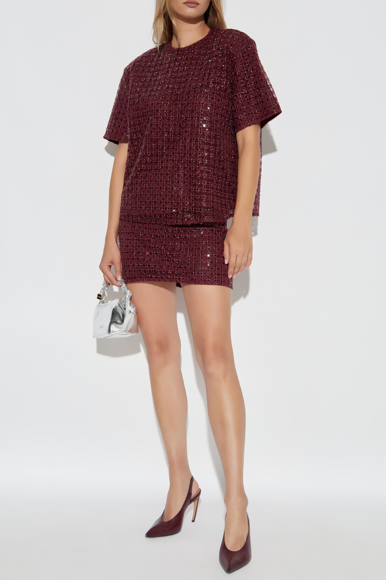 Sequin Skirt, Women's, Burgundy