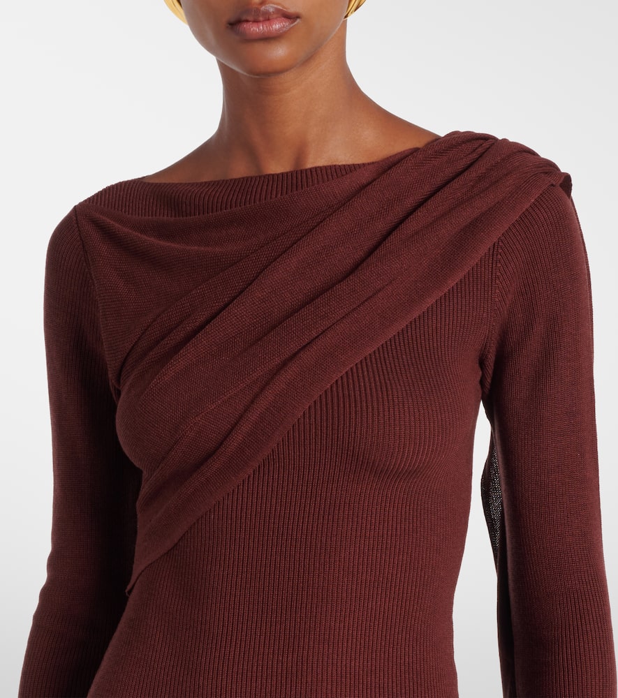 Draped silk-blend top